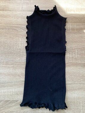 Free People Intimately Rib + Lettuce Sleeveless Mock-Neck Top Black XS/S